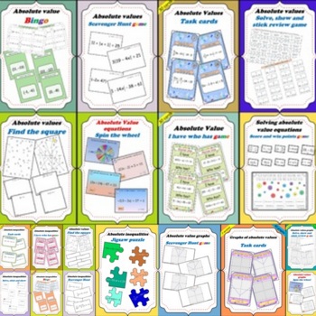 Preview of Absolute values: equations, graphs and inequalities HUGE BUNDLE