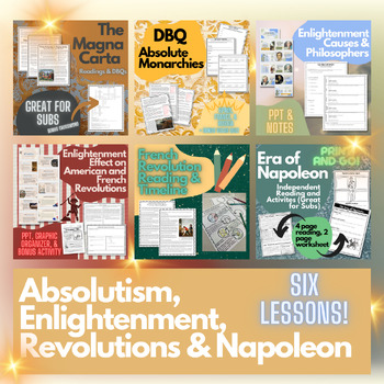 Preview of Absolutism, Enlightenment, French and American Revolutions, & Napoleon Bundle