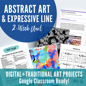 Preview of Abstract Art & Elements of Art Line Distance Learning Unit (Google Classroom)