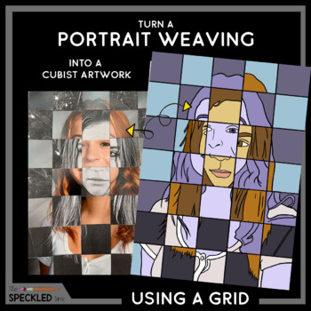 Preview of Abstract Art Lesson Plan. Cubist Style Woven Portrait Mixed Media Project