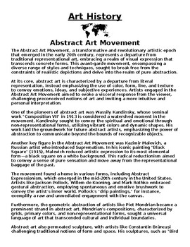 Preview of Abstract Art Movement Article & Questions (Word)