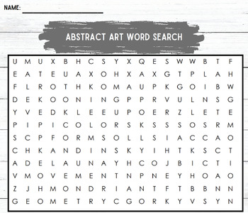 Preview of Abstract Art Word Search