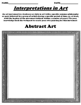 Preview of Abstract Art Worksheet "Interpret the Art" & Webquest