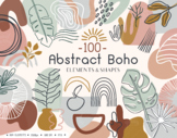 Abstract Boho Clipart. Hand Drawn Tropical Geometric Shape