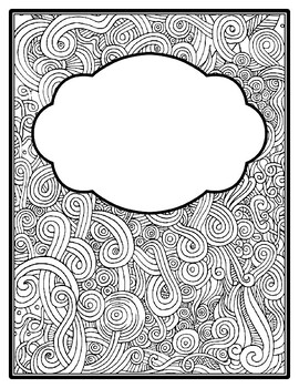 Preview of Abstract Doodles, Swirls Binder Cover and Spines, Coloring Pages, Back to School