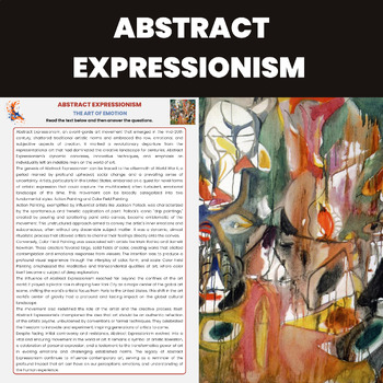 Preview of Abstract Expressionism Art Movement Reading Comprehension | Jackson Pollock