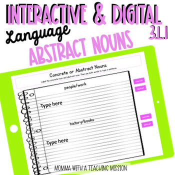 Preview of Abstract Nouns Distance Learning Task Slides Google Drive Classroom