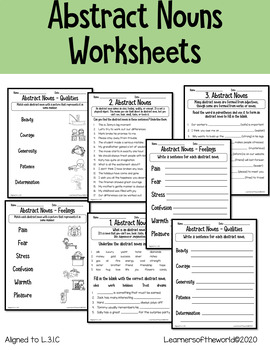 Preview of Abstract Nouns Worksheets L.3.1.C