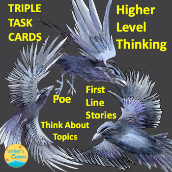 Preview of 3 Set Fluency Task Cards - Poe - 40 Thinkabout Cards  First Line Writing Prompts