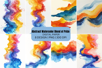 Preview of Abstract Watercolor Blend of Pride Digital Paper Background