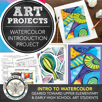 Preview of Abstract Watercolor Project: Art Activity Elementary, Middle, High School Art