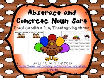 Abstract and Concrete Noun Sort by Erin L Martin | TpT
