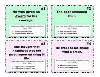Types of nouns task cards