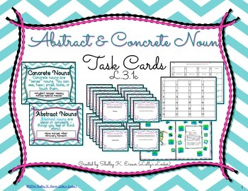 Preview of Abstract and Concrete Nouns Task Cards L.3.1c