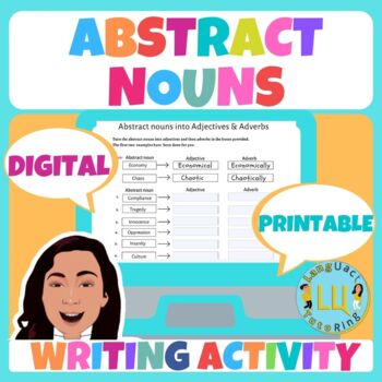 Preview of Abstract nouns | verb and adjectives | DOLLAR DEAL!