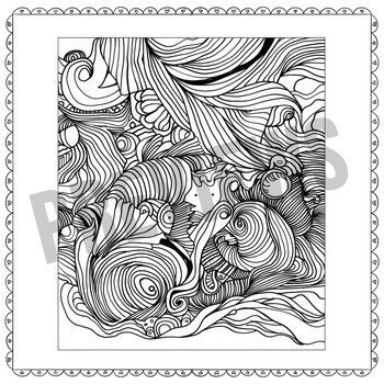 Preview of Abstract with Mandala Kids Coloring Page, Abstract Adult Coloring Book Pages
