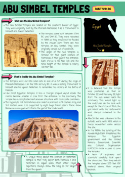 Preview of Abu Simbel Temples Sacred Sites Research Poster Set (A1 & A3)