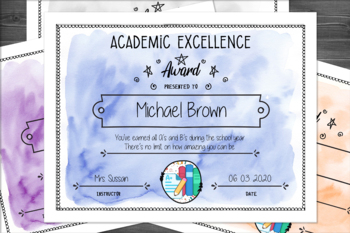 Preview of Academic Award Certificate Template for Kids - Digital Download