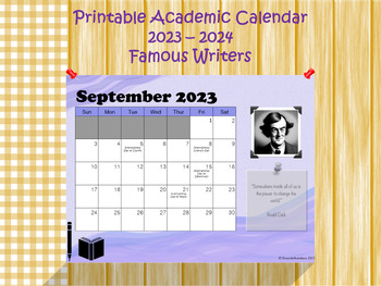 Preview of Academic Calendar 23-24 Famous Writers