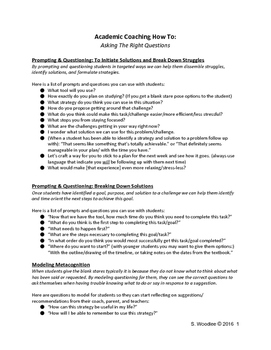 Preview of Academic Coaching How To: Asking The Right Questions