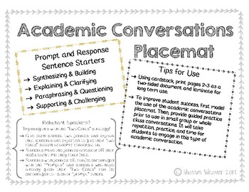 Preview of Academic Conversation Placemat
