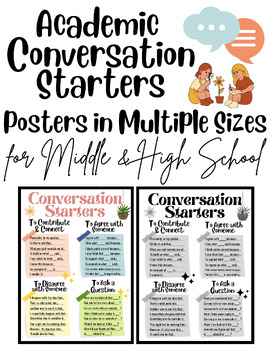 Preview of Academic Conversation Starters Poster - For Middle & HS