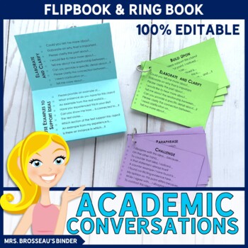 Preview of Academic Conversations Prompts for Accountable Talk | Flipbook & Ring Book