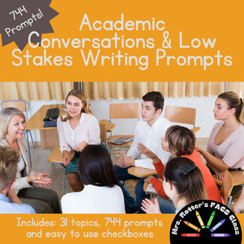 Preview of Academic Conversations Starters & Low Stakes Writing Prompts-PD, SEL, Bellringer