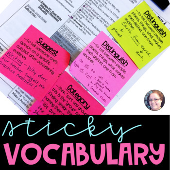 Preview of Sticky Notes Template Vocabulary