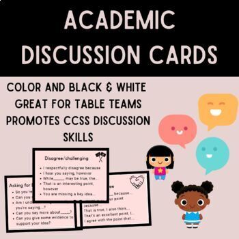 Preview of Academic Discussion Cards_ Sentence Frames for in Class Discussion Activities