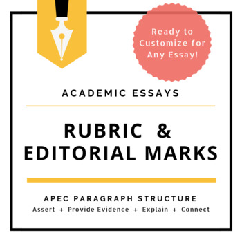 Preview of Rubric & Editorial Marks for Academic Essays