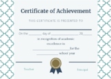 Academic Excellence Certificate (for any subject)