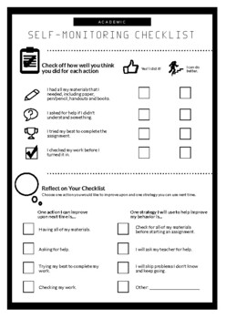Preview of Academic Executive Functioning Checklist
