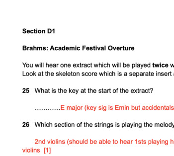 Academic Festival Overture Question D1 answers | TPT