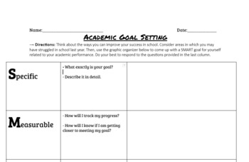Preview of Academic Goal Setting Graphic Organizer