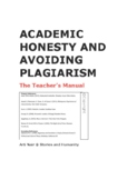 Academic Honesty and Avoiding Plagiarism: Teacher's Manual
