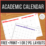 Academic Monthly Calendar Print Version 2024-2025