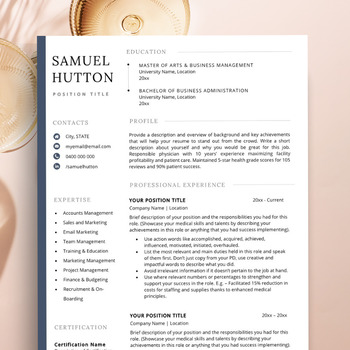 Preview of Academic Resume Template Word, Teacher CV Template, Principal Resume Template