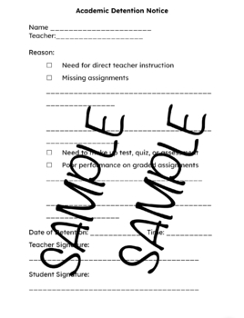 Preview of Academic Retention Form: digital and editable, student help session