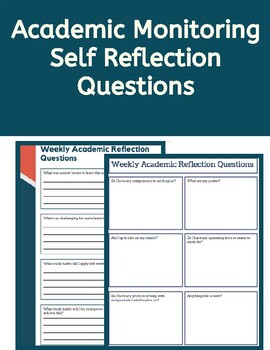 Preview of Academic Self Monitoring Reflection Questions