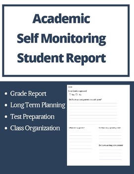Preview of Academic Self Monitoring Student Sheet