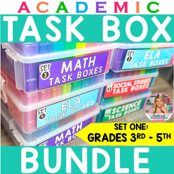 Preview of Academic Task Box Bundle-  Set one {96 task boxes} (grades 3-5)