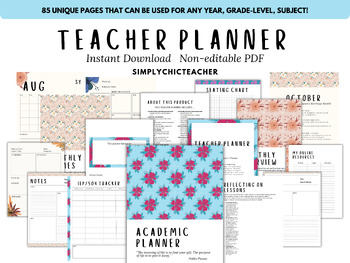 Preview of Academic Teacher Planner, Lesson Planner, Printable PDF