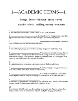 Preview of Academic Terms 1-100