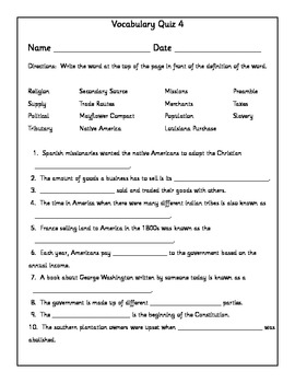 grade social studies vocabulary academic 4th subject th