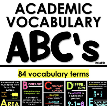 Preview of Academic Vocabulary ABC's- Alphabet Posters for Math and ELA