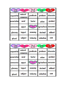 classroom bingo 3rd grade