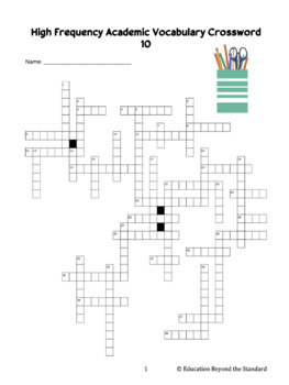 10th Grade Vocab Xword Crossword - WordMint
