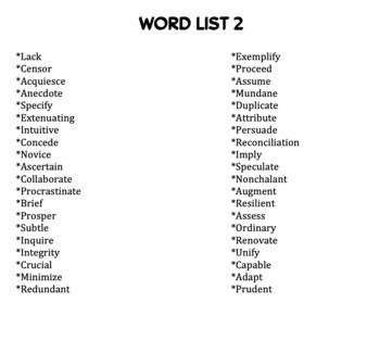 12th grade academic vocabulary words