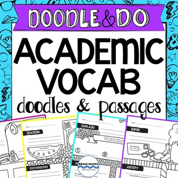 Preview of Academic Vocabulary Doodle Vocabulary, Test Prep Reading Passages, Testing Vocab